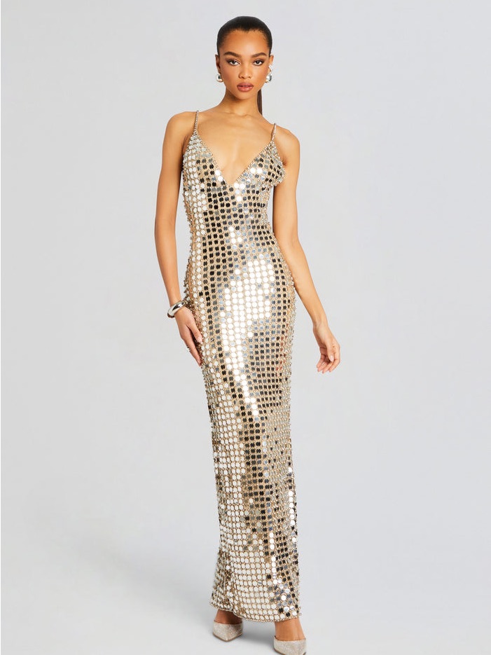 Retrofte Perri Dress In Champagne Dust, Size Xl